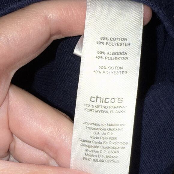 Chico’s Weekends Women’s Rhinestone Embellished Hoodie Navy Blue Size 0 Small - Picture 5 of 5